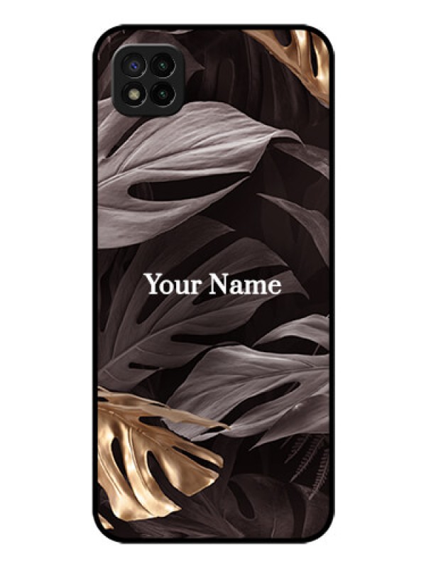 Custom Poco C3 Personalised Glass Phone Case - Wild Leaves digital paint Design