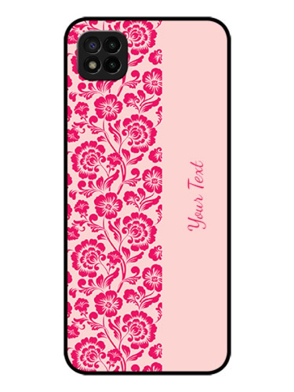 Custom Poco C3 Custom Glass Phone Case - Attractive Floral Pattern Design