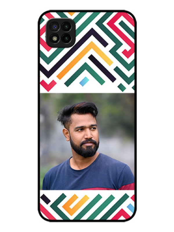 Custom Poco C3 Personalized Glass Phone Case - Colorful Maze Pattern Design