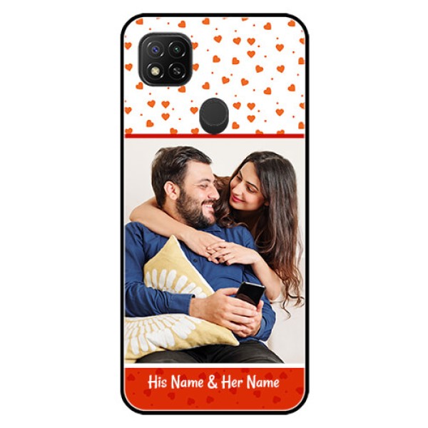 Poco C31 Custom Glass Phone Case - Orange Love Symbol Design Poco C31 Custom Glass Phone Case - Orange Love Symbol Design