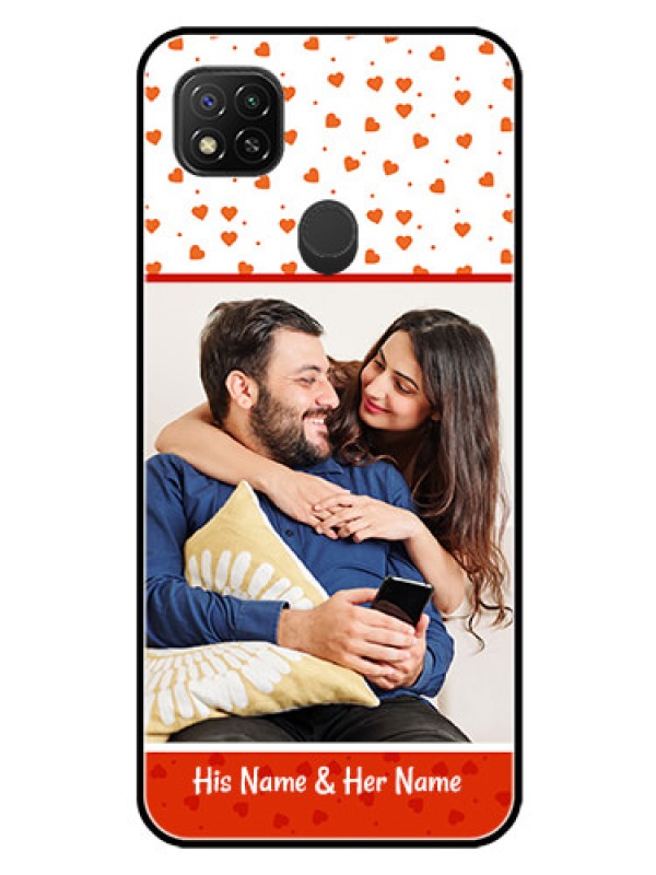 Custom Poco C31 Custom Glass Phone Case - Orange Love Symbol Design