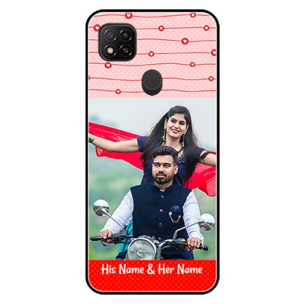 Poco C31 Personalized Glass Phone Case - Red Pattern Case Design