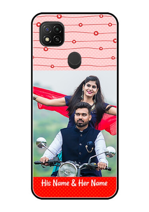 Poco C31 Personalized Glass Phone Case - Red Pattern Case Design