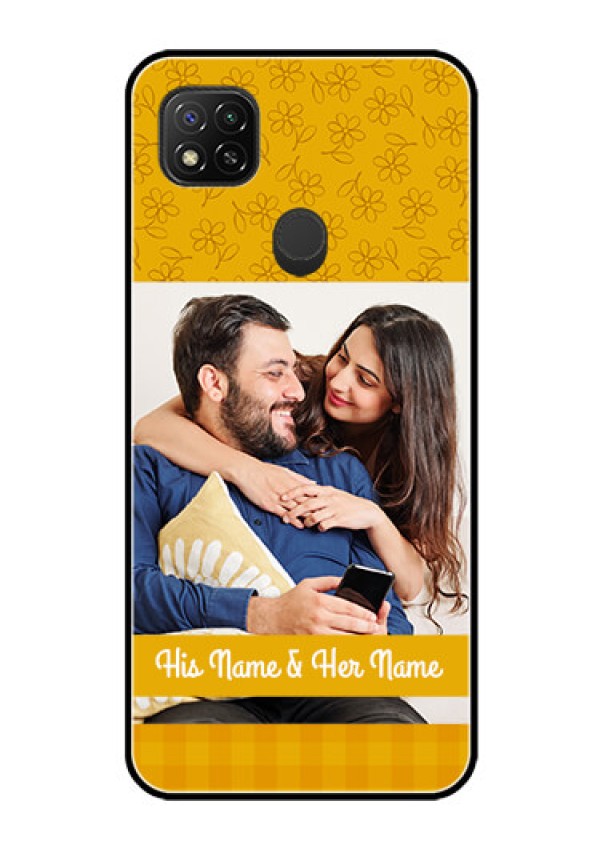 Poco C31 Custom Glass Mobile Case - Yellow Floral Design
