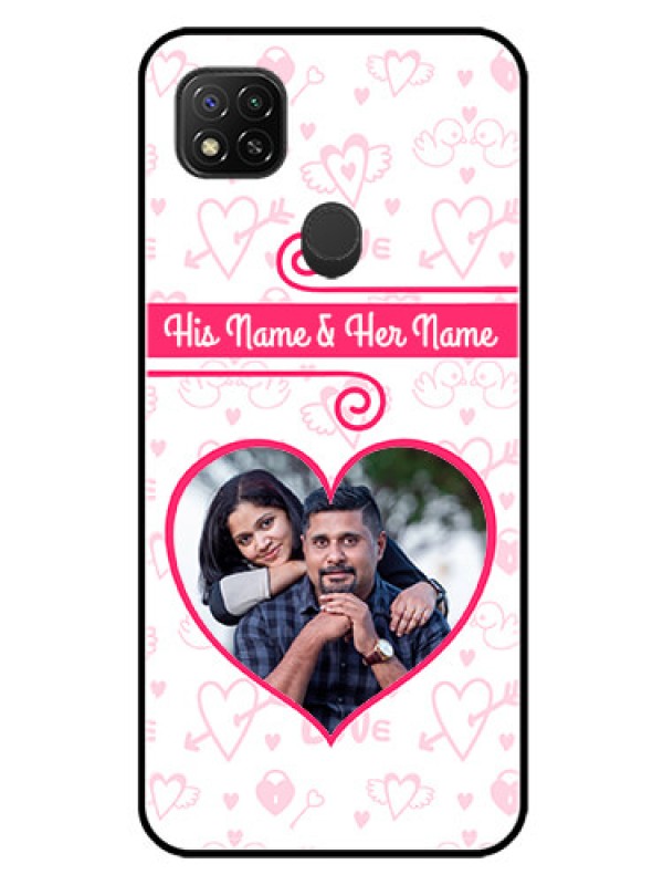 Custom Poco C31 Personalized Glass Phone Case - Heart Shape Love Design