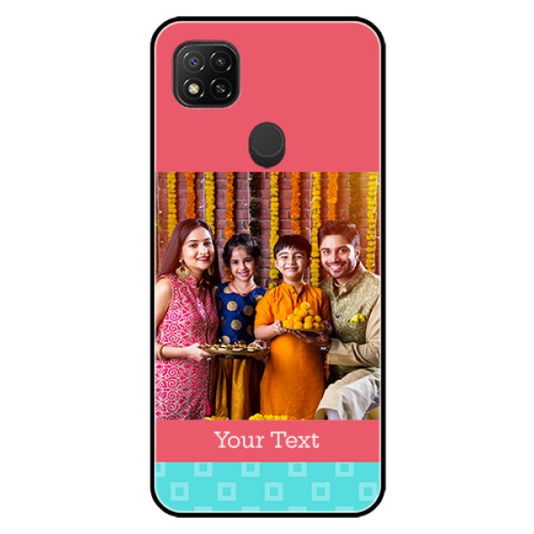 Poco C31 Personalized Glass Phone Case - Peach & Blue Color Design Poco C31 Personalized Glass Phone Case - Peach & Blue Color Design
