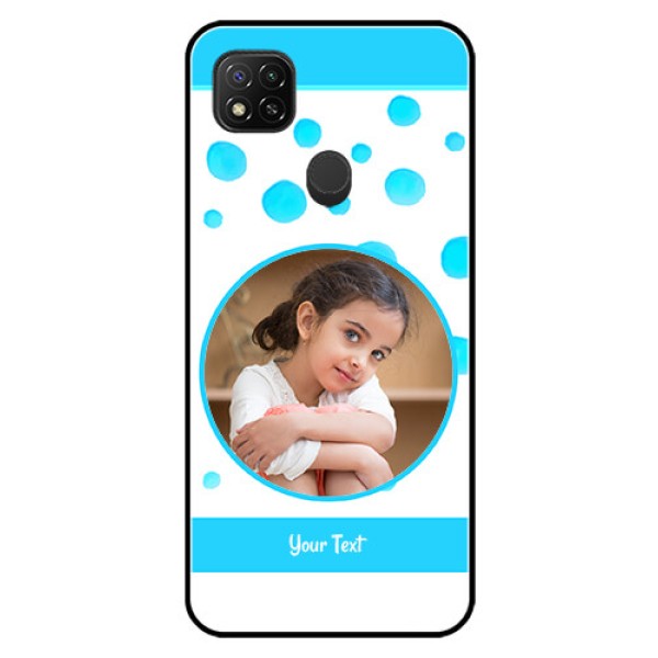 Poco C31 Photo Printing on Glass Case - Blue Bubbles Pattern Design Poco C31 Photo Printing on Glass Case - Blue Bubbles Pattern Design