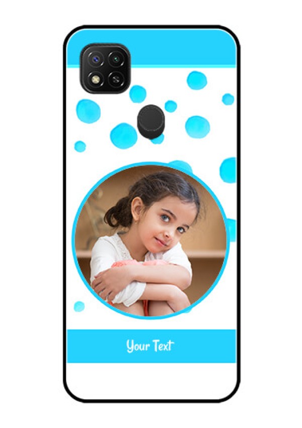 Poco C31 Photo Printing on Glass Case - Blue Bubbles Pattern Design
