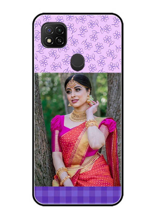 Poco C31 Custom Glass Phone Case - Purple Floral Design