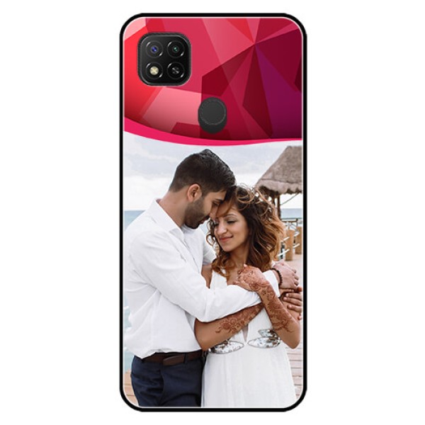 Poco C31 Custom Glass Mobile Case - Red Abstract Design