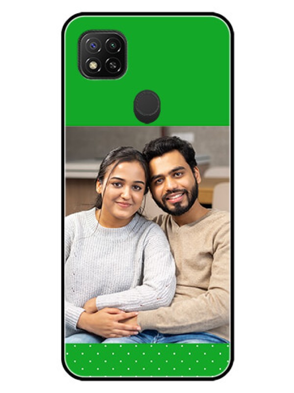 Custom Poco C31 Personalized Glass Phone Case - Green Pattern Design