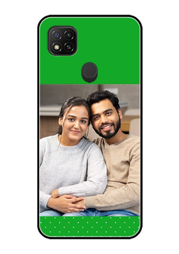 Poco C31 Personalized Glass Phone Case - Green Pattern Design