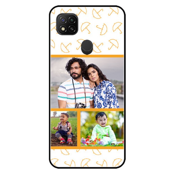 Poco C31 Custom Glass Mobile Case - Yellow Pattern Design