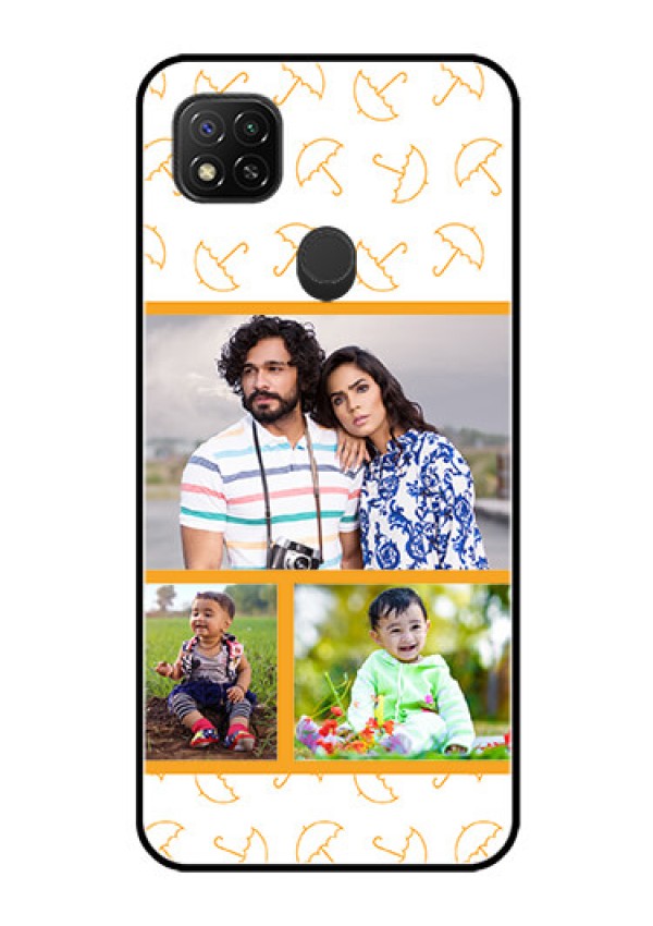 Poco C31 Custom Glass Mobile Case - Yellow Pattern Design