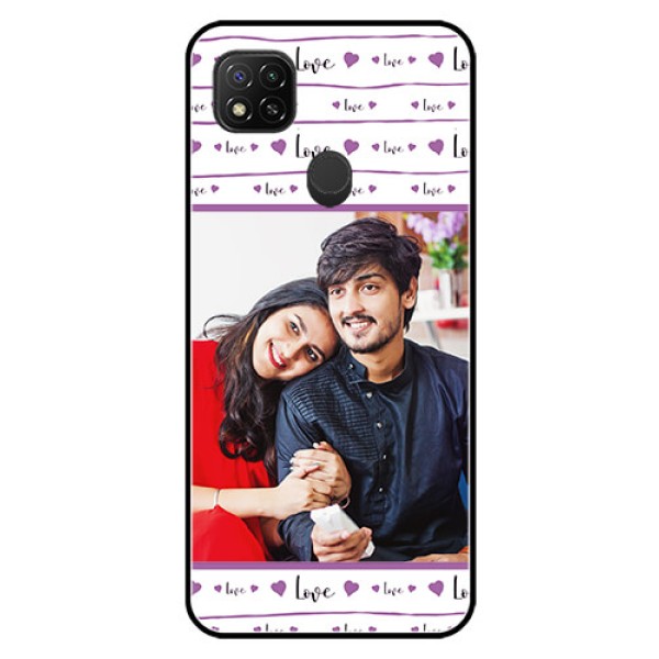 Poco C31 Custom Glass Mobile Case - Couples Heart Design