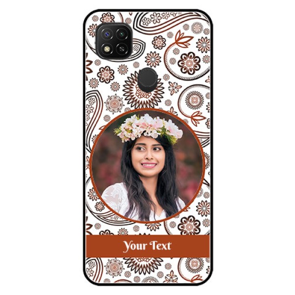Poco C31 Custom Glass Mobile Case - Abstract Floral Design 
