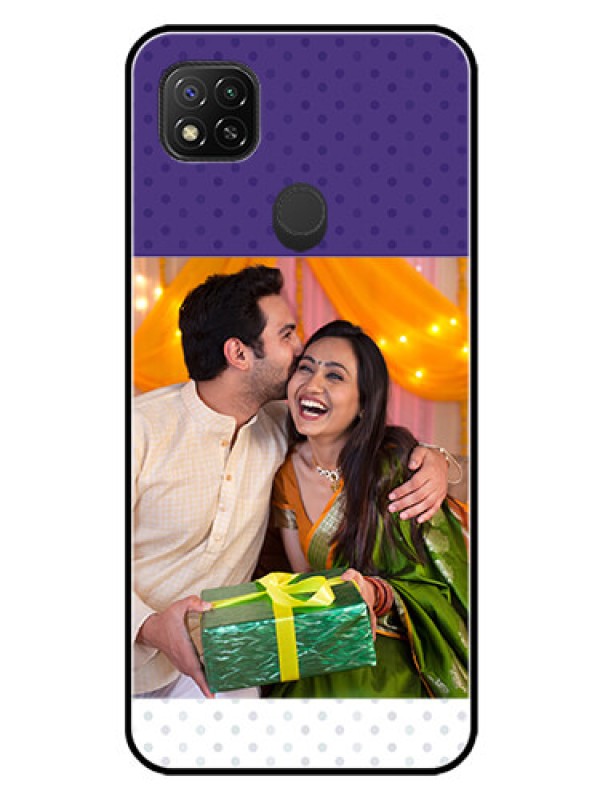 Custom Poco C31 Personalized Glass Phone Case - Violet Pattern Design