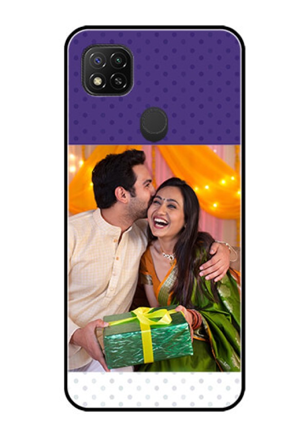 Poco C31 Personalized Glass Phone Case - Violet Pattern Design