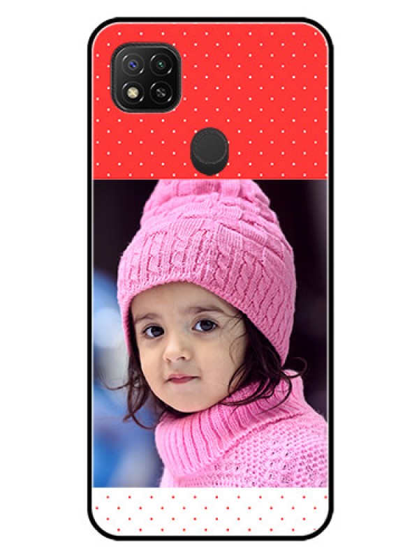 Custom Poco C31 Photo Printing on Glass Case - Red Pattern Design