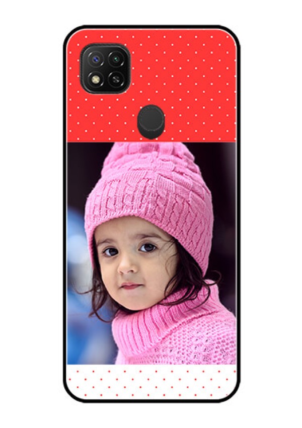 Poco C31 Photo Printing on Glass Case - Red Pattern Design