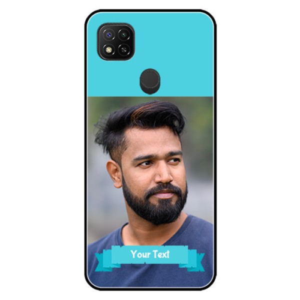 Poco C31 Personalized Glass Phone Case - Simple Blue Color Design Poco C31 Personalized Glass Phone Case - Simple Blue Color Design