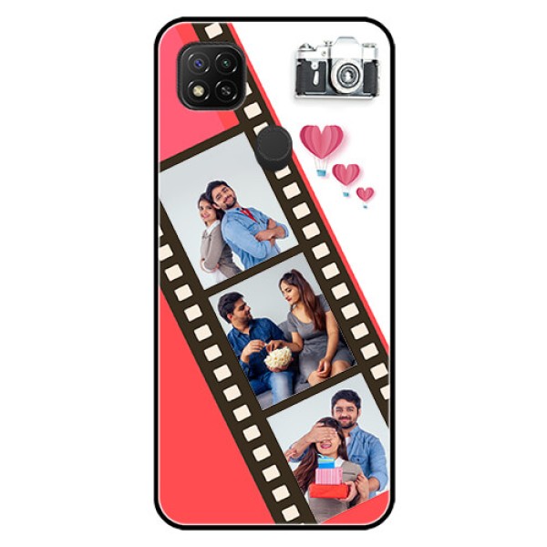 Poco C31 Personalized Glass Phone Case - 3 Image Holder with Film Reel