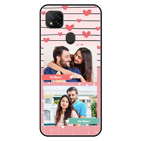Poco C31 Custom Glass Mobile Case - Photo with Heart Design