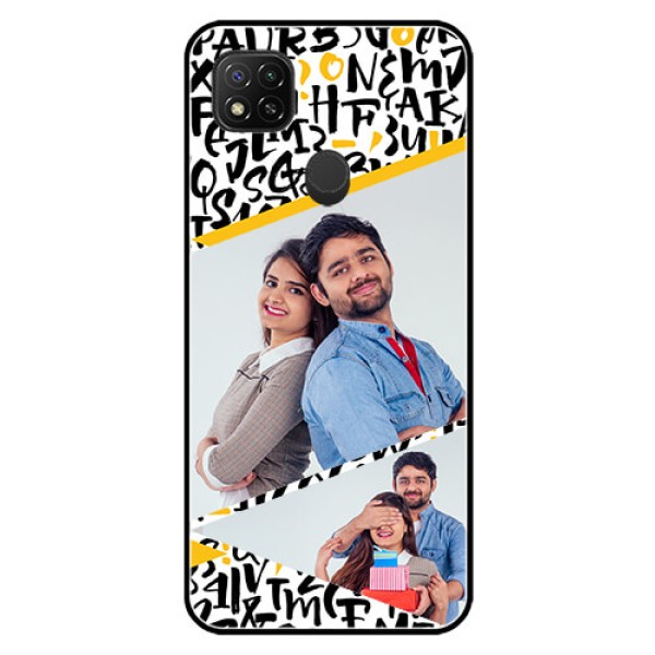 Poco C31 Custom Glass Mobile Case - Letters Pattern Design