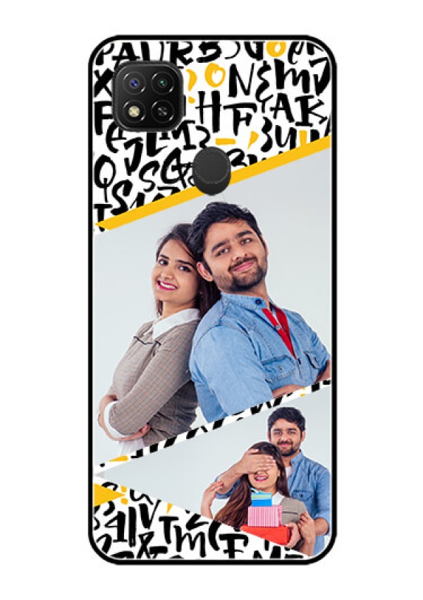 Poco C31 Custom Glass Mobile Case - Letters Pattern Design