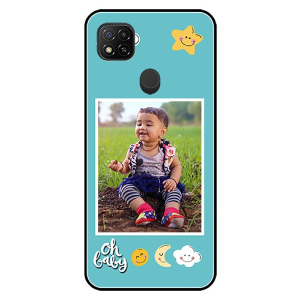 Poco C31 Personalized Glass Phone Case - Smiley Kids Stars Design