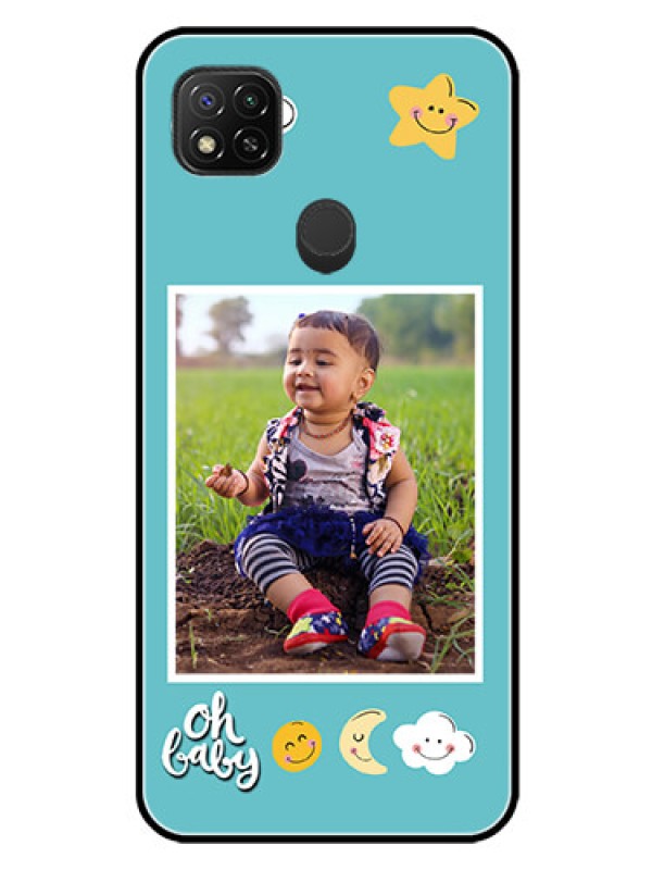 Custom Poco C31 Personalized Glass Phone Case - Smiley Kids Stars Design