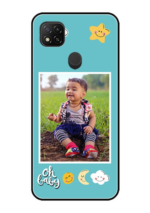 Poco C31 Personalized Glass Phone Case - Smiley Kids Stars Design
