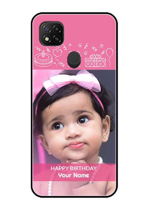 Poco C31 Photo Printing on Glass Case - with Birthday Line Art Design