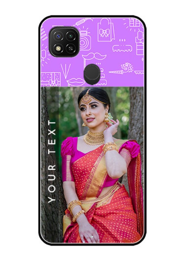 Poco C31 Custom Glass Mobile Case - Birthday Icons Design