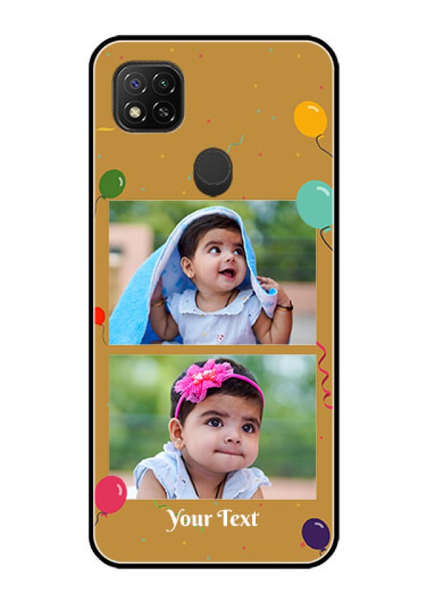 Poco C31 Personalized Glass Phone Case - Image Holder with Birthday Celebrations Design