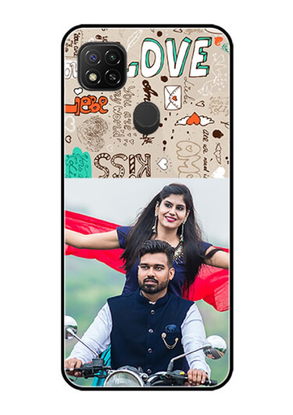 Poco C31 Custom Glass Phone Case - Love Doodle Pattern 