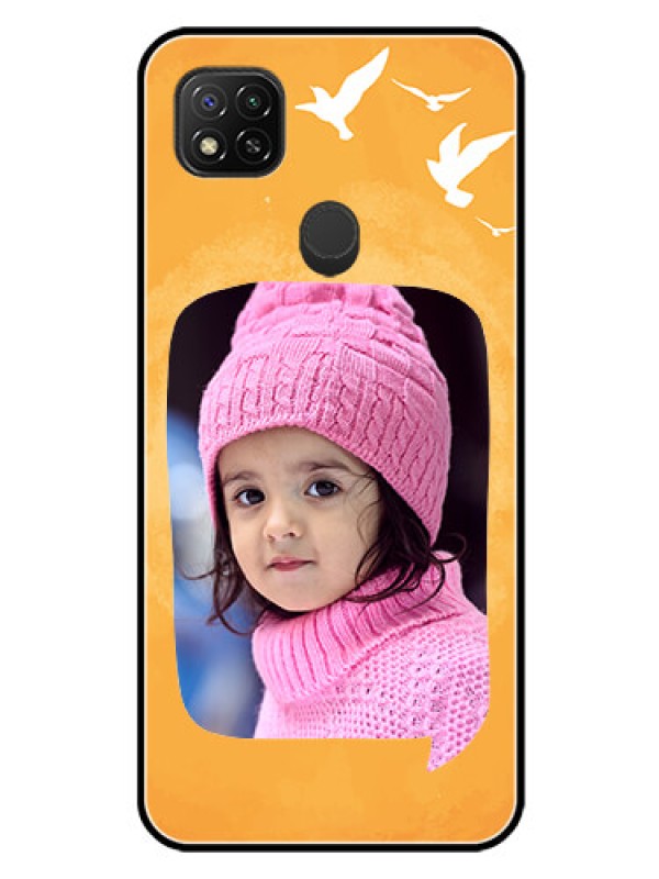 Custom Poco C31 Personalized Glass Phone Case - Water Color Design with Bird Icons