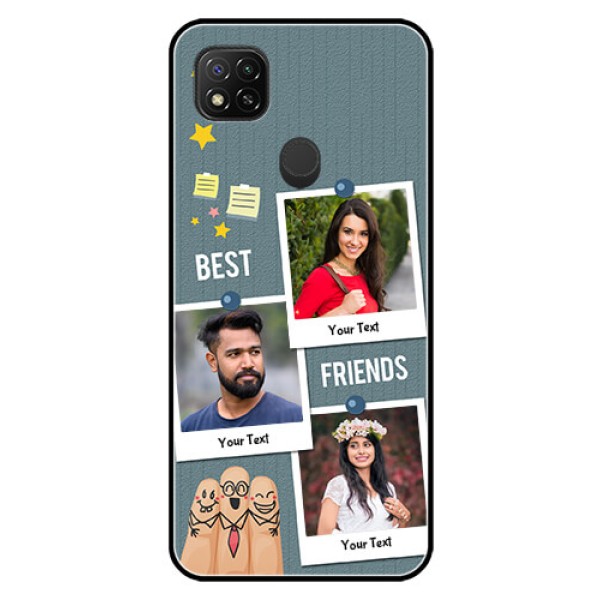 Poco C31 Personalized Glass Phone Case - Sticky Frames and Friendship Design Poco C31 Personalized Glass Phone Case - Sticky Frames and Friendship Design