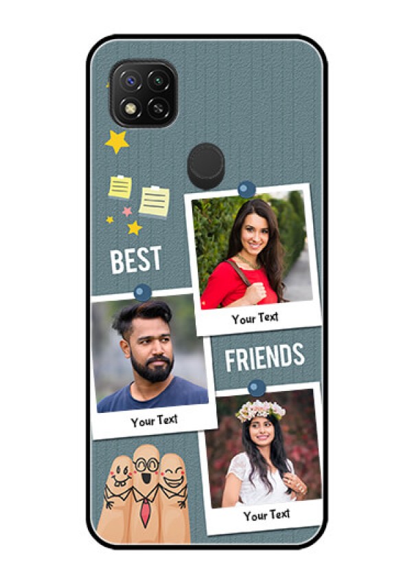 Poco C31 Personalized Glass Phone Case - Sticky Frames and Friendship Design