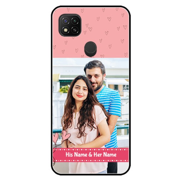 Poco C31 Personalized Glass Phone Case - Love Design Peach Color