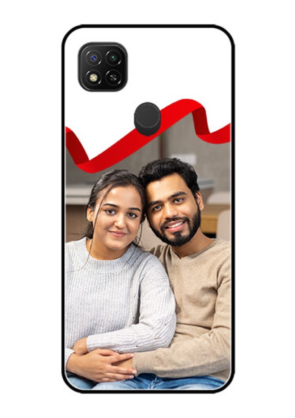 Poco C31 Photo Printing on Glass Case - Red Ribbon Frame Design