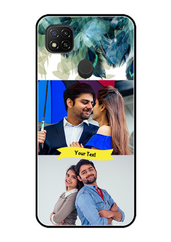Poco C31 Personalized Glass Phone Case - Image with Boho Peacock Feather Design