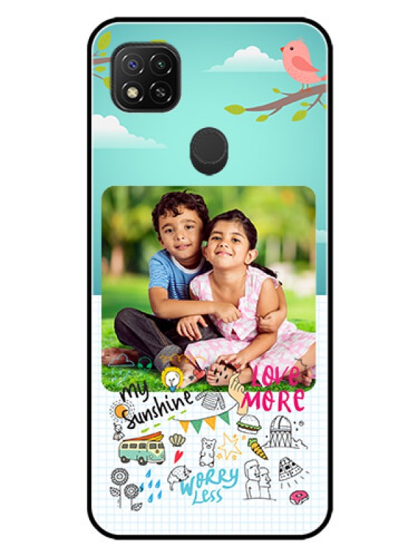 Custom Poco C31 Photo Printing on Glass Case - Doodle love Design
