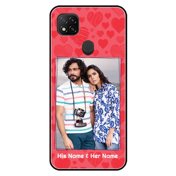 Poco C31 Photo Printing on Glass Case - with Red Heart Symbols Design Poco C31 Photo Printing on Glass Case - with Red Heart Symbols Design