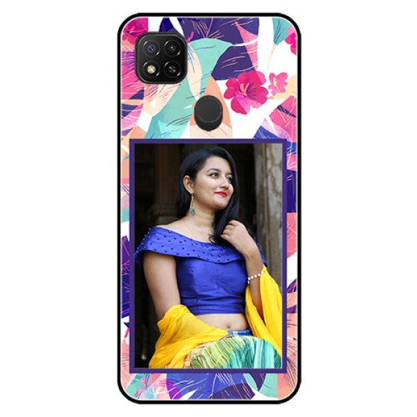 Poco C31 Custom Glass Mobile Case - Abstract Floral Design