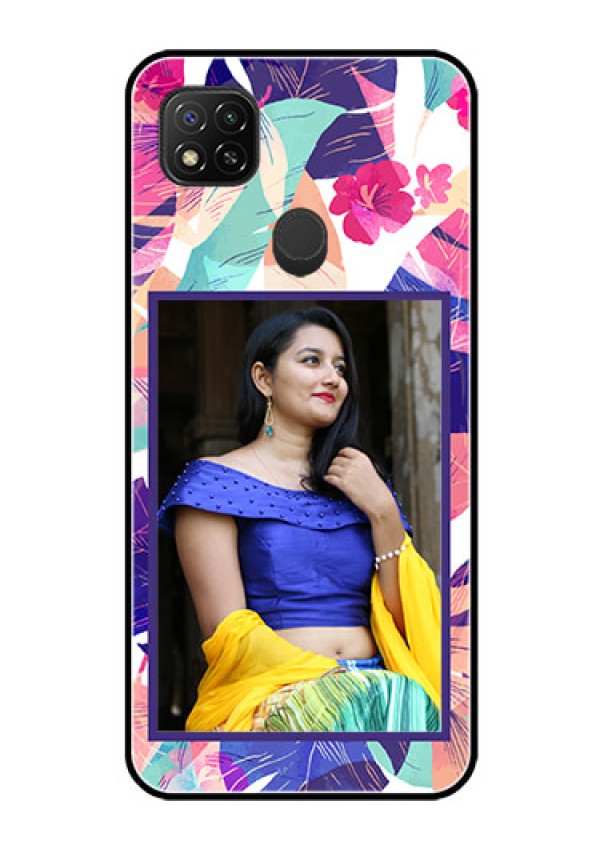 Poco C31 Custom Glass Mobile Case - Abstract Floral Design