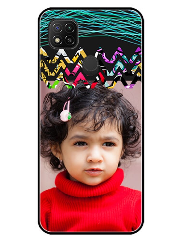 Custom Poco C31 Personalized Glass Phone Case - Neon Abstract Design