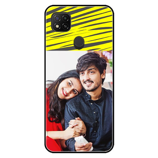 Poco C31 Photo Printing on Glass Case - Yellow Abstract Design