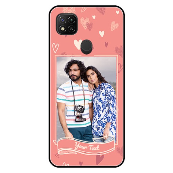 Poco C31 Custom Glass Phone Case - Love doodle art Design