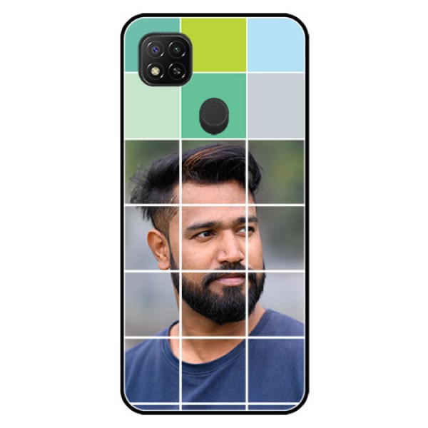 Poco C31 Photo Printing on Glass Case - with white box pattern 